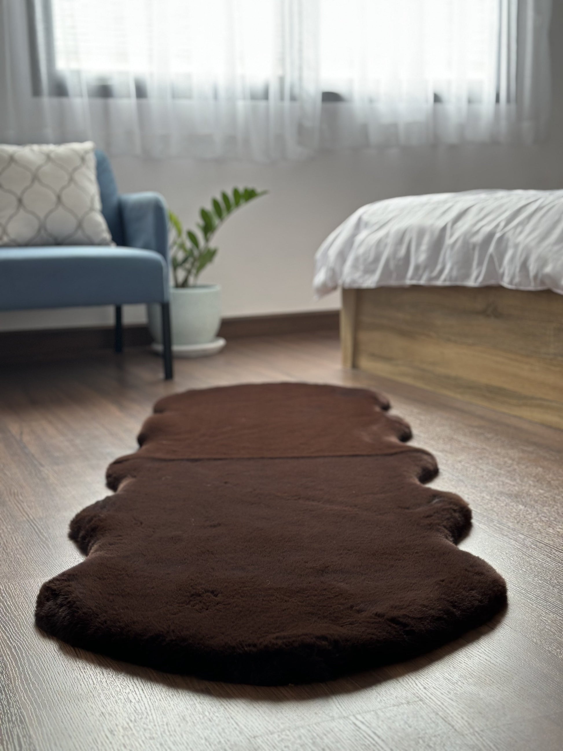 Extra Soft & Fluffy Thick Double Pelt Rabbit Fur Area Rug