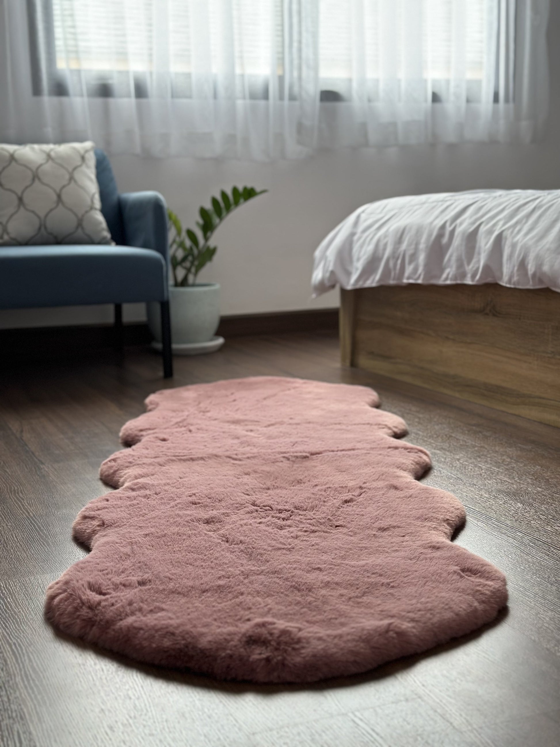 Extra Soft & Fluffy Thick Double Pelt Rabbit Fur Area Rug