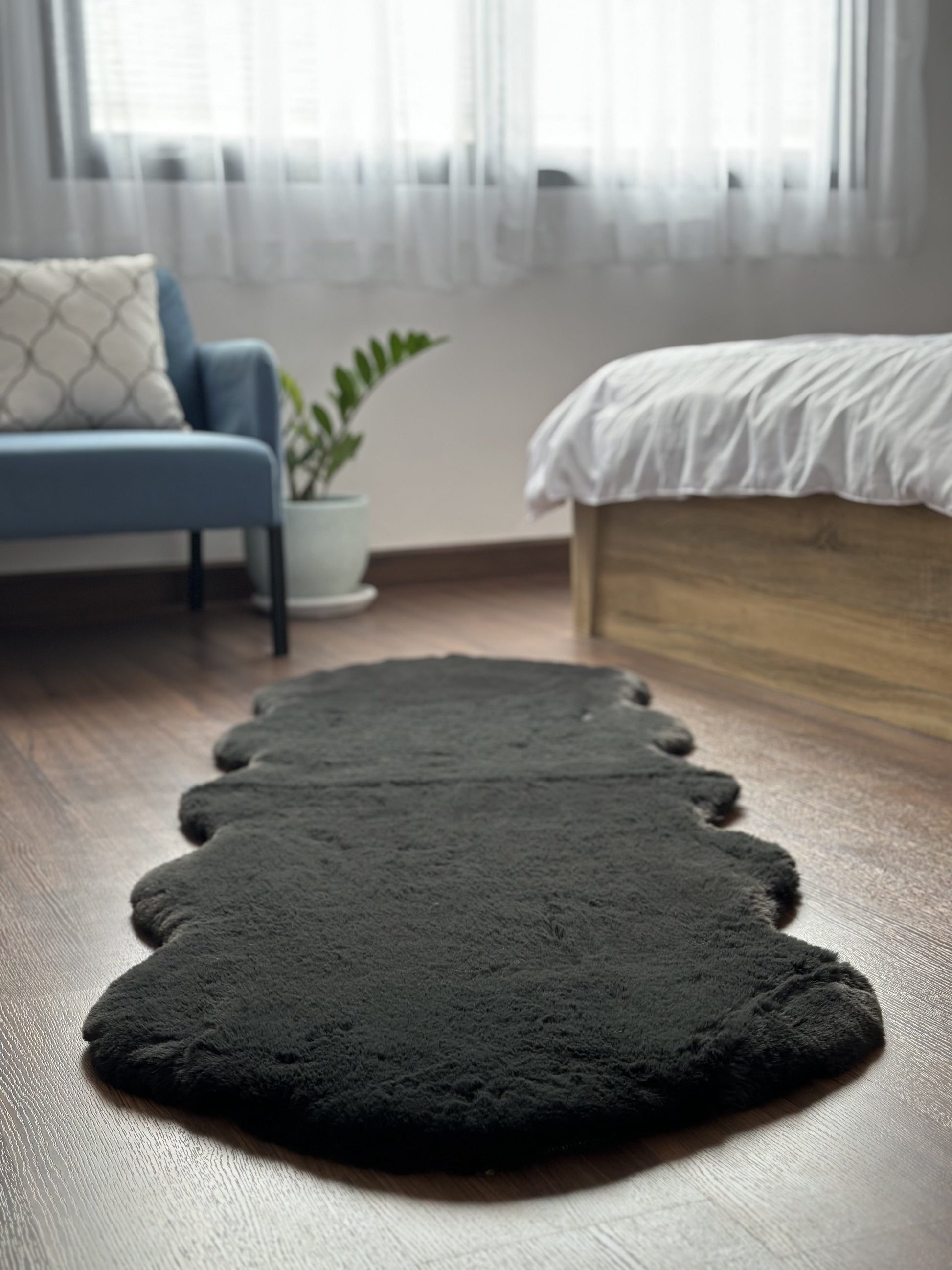 Extra Soft & Fluffy Thick Double Pelt Rabbit Fur Area Rug