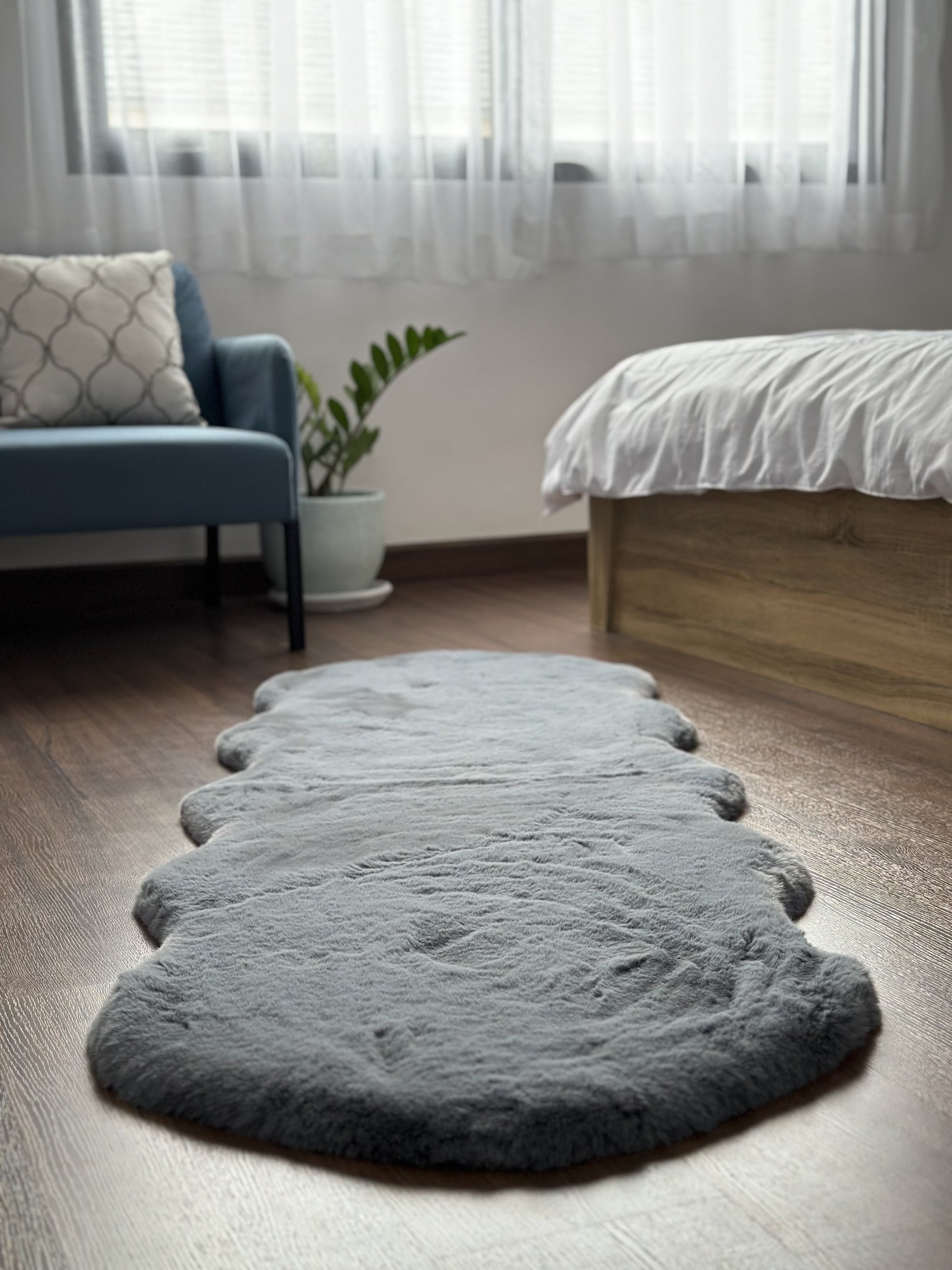 Extra Soft & Fluffy Thick Double Pelt Rabbit Fur Area Rug