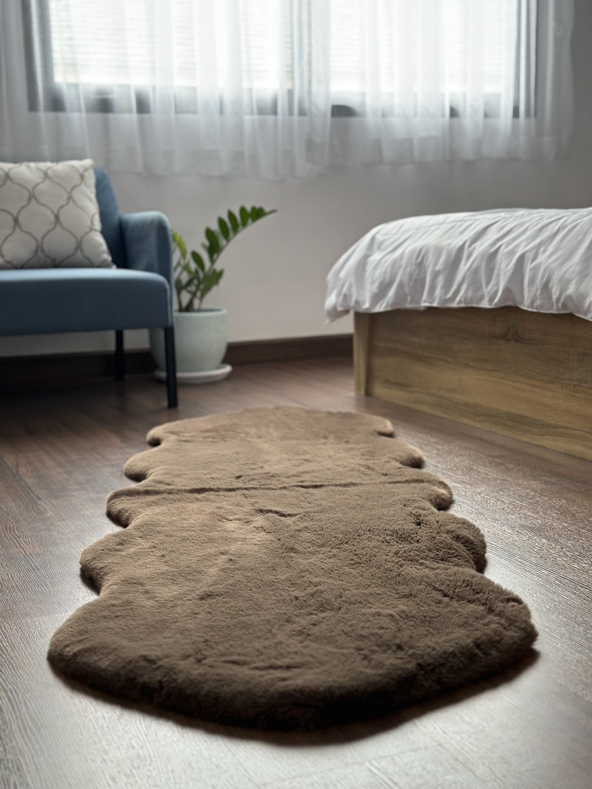 Extra Soft & Fluffy Thick Double Pelt Rabbit Fur Area Rug