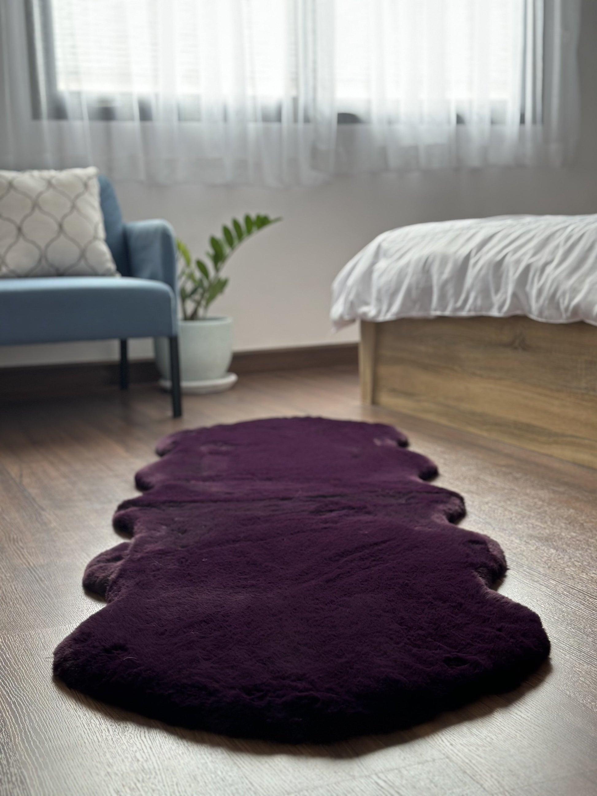 Extra Soft & Fluffy Thick Double Pelt Rabbit Fur Area Rug
