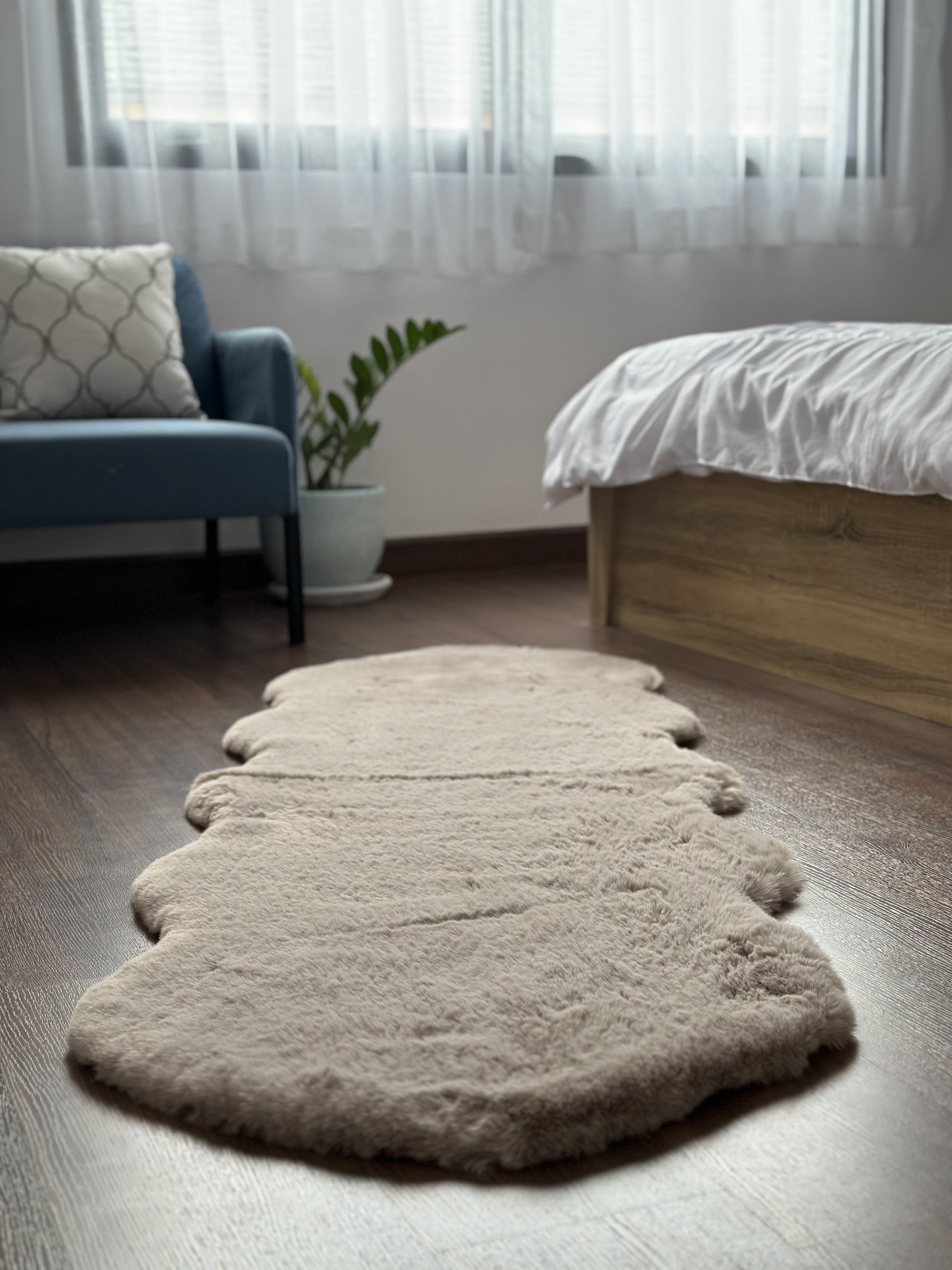 Extra Soft & Fluffy Thick Double Pelt Rabbit Fur Area Rug