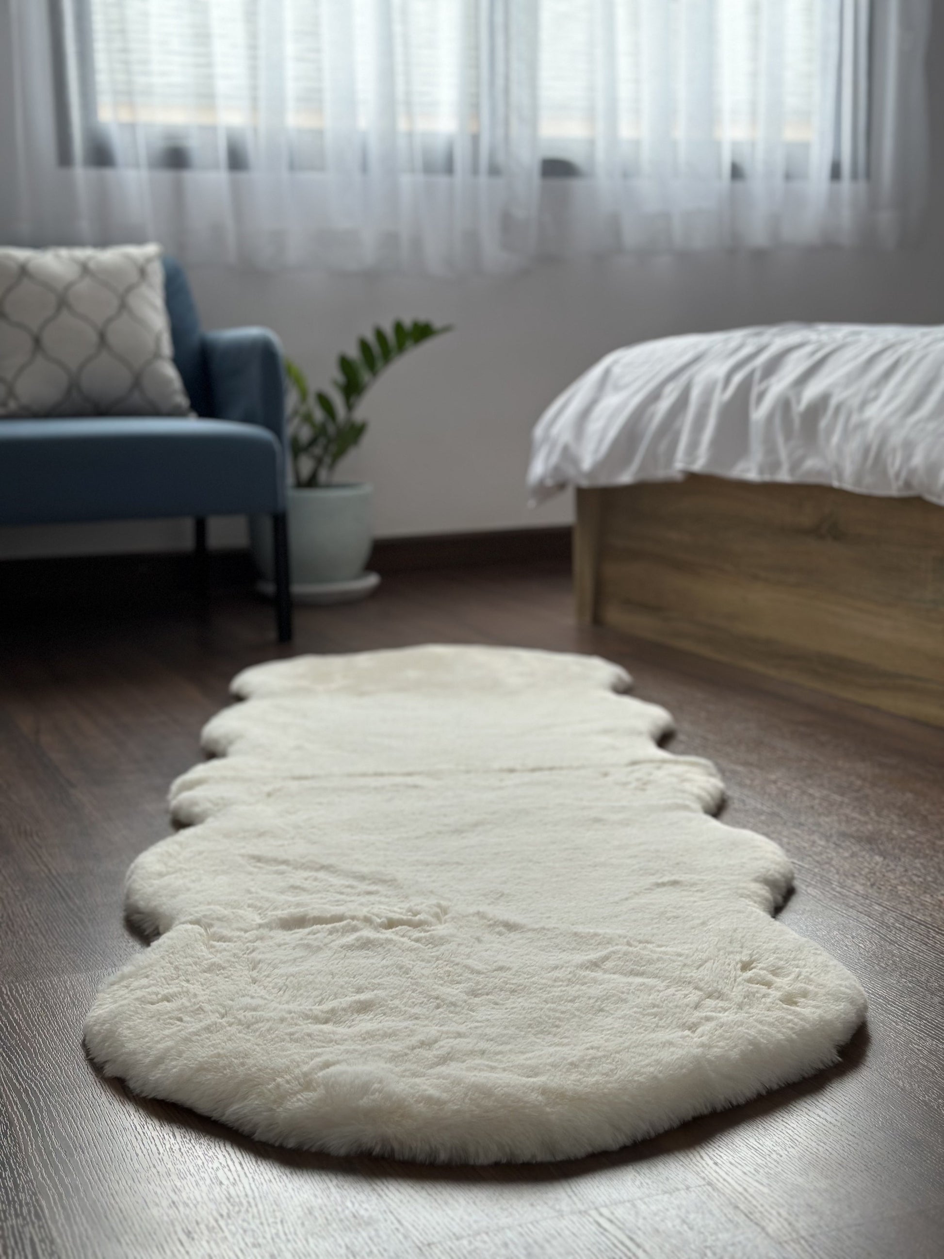 Extra Soft & Fluffy Thick Double Pelt Rabbit Fur Area Rug
