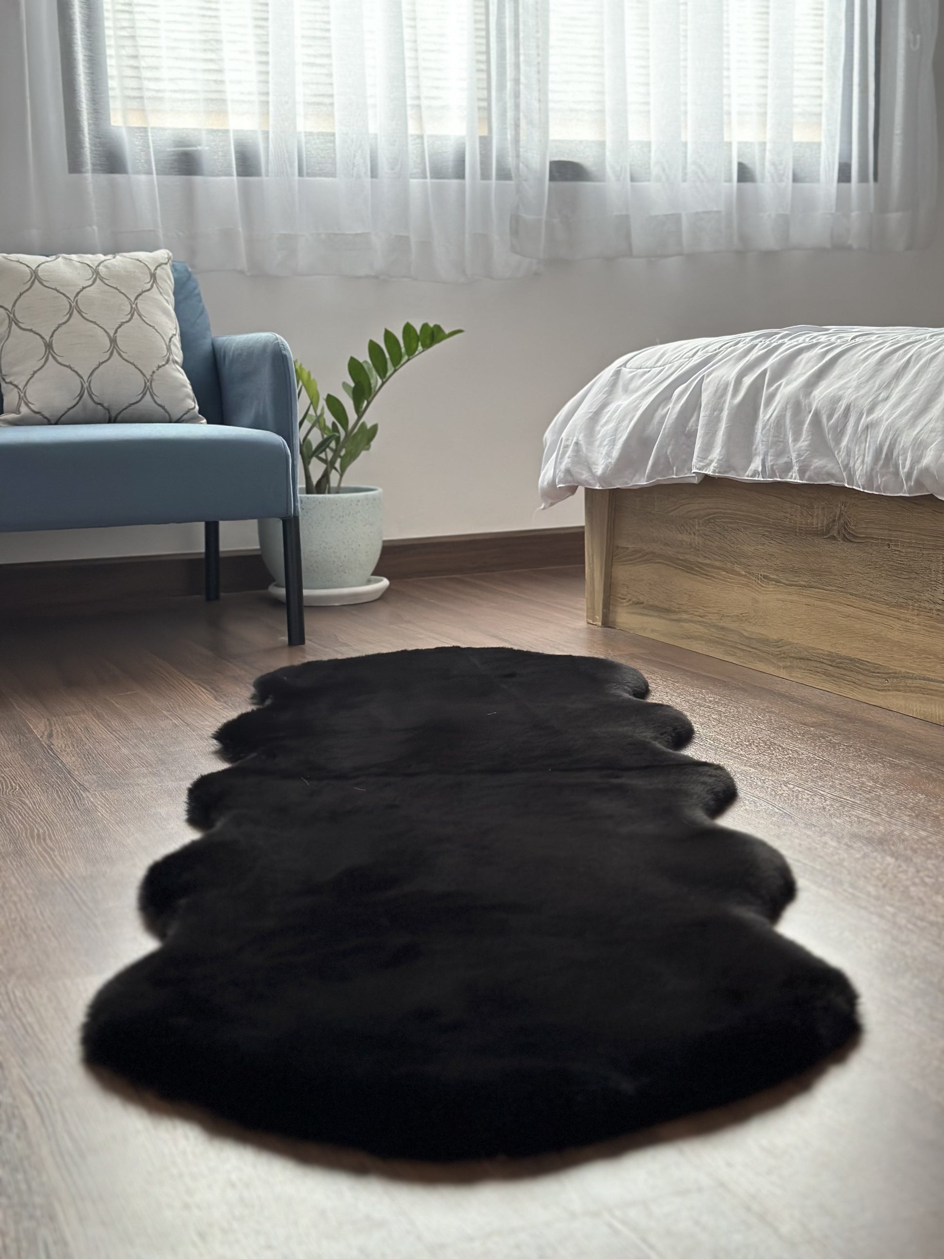 Extra Soft & Fluffy Thick Double Pelt Rabbit Fur Area Rug