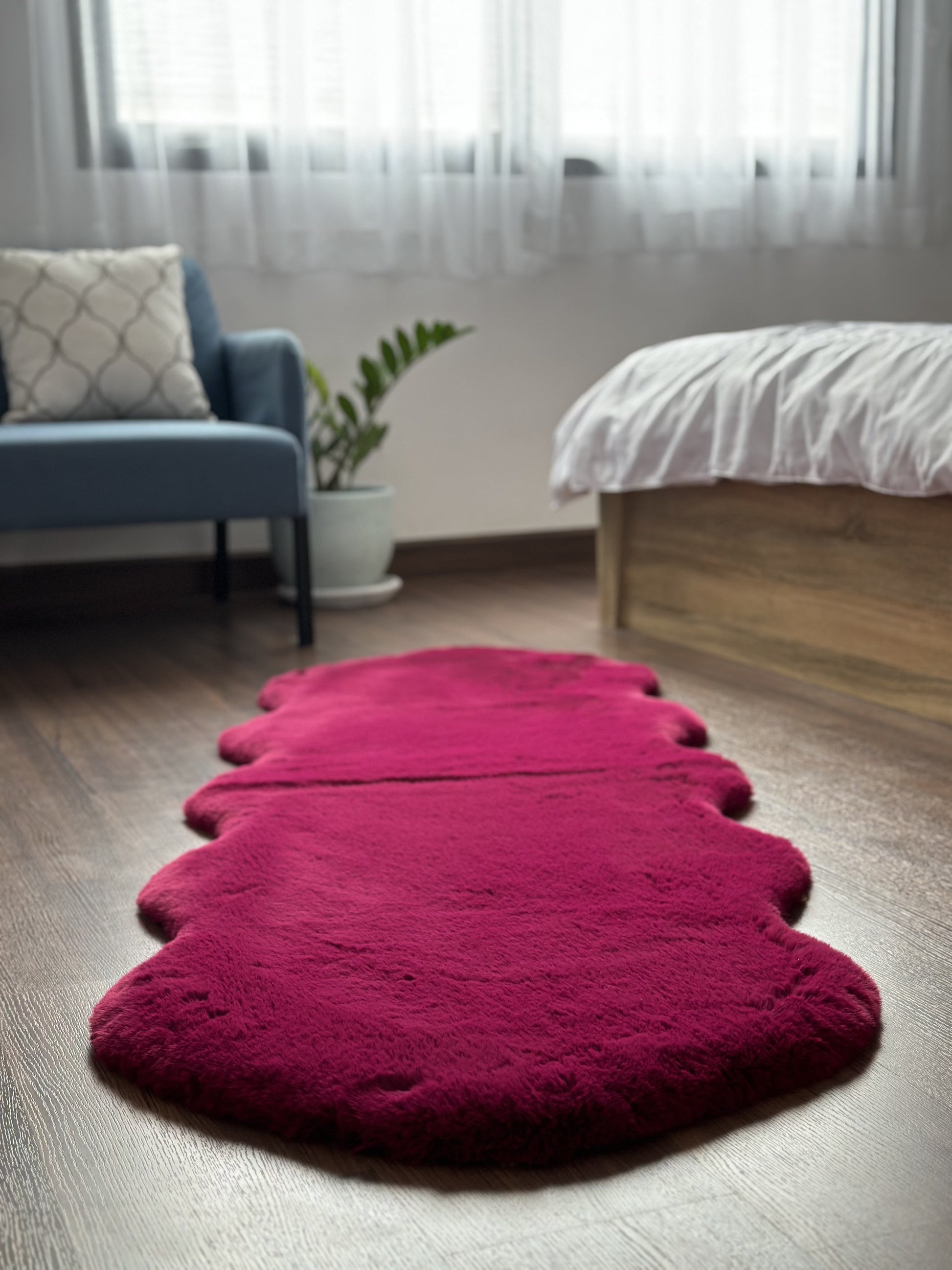 Extra Soft & Fluffy Thick Double Pelt Rabbit Fur Area Rug