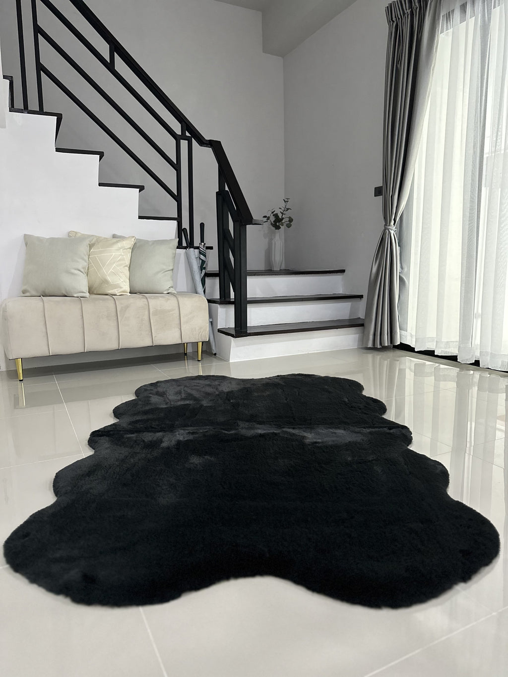 Rabbit Fur Area Rug | Extra Soft & Fluffy | Quad Pelt Design