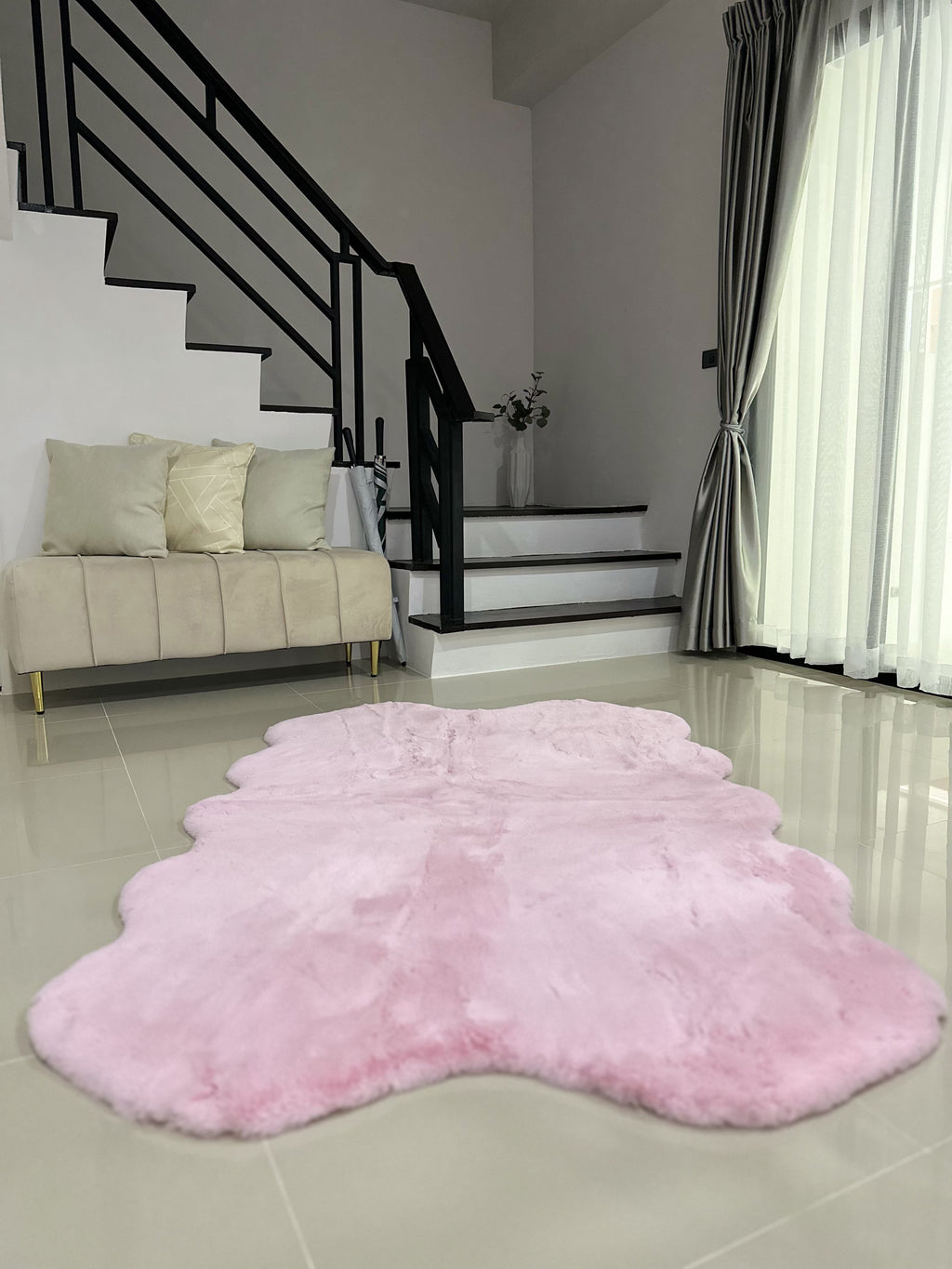 Rabbit Fur Area Rug | Extra Soft & Fluffy | Quad Pelt Design