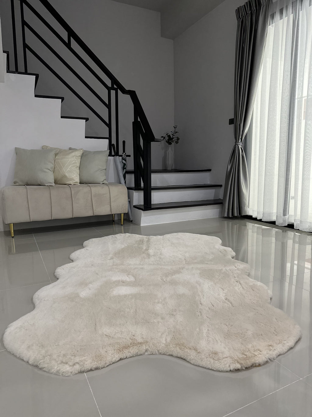 Rabbit Fur Area Rug | Extra Soft & Fluffy | Quad Pelt Design