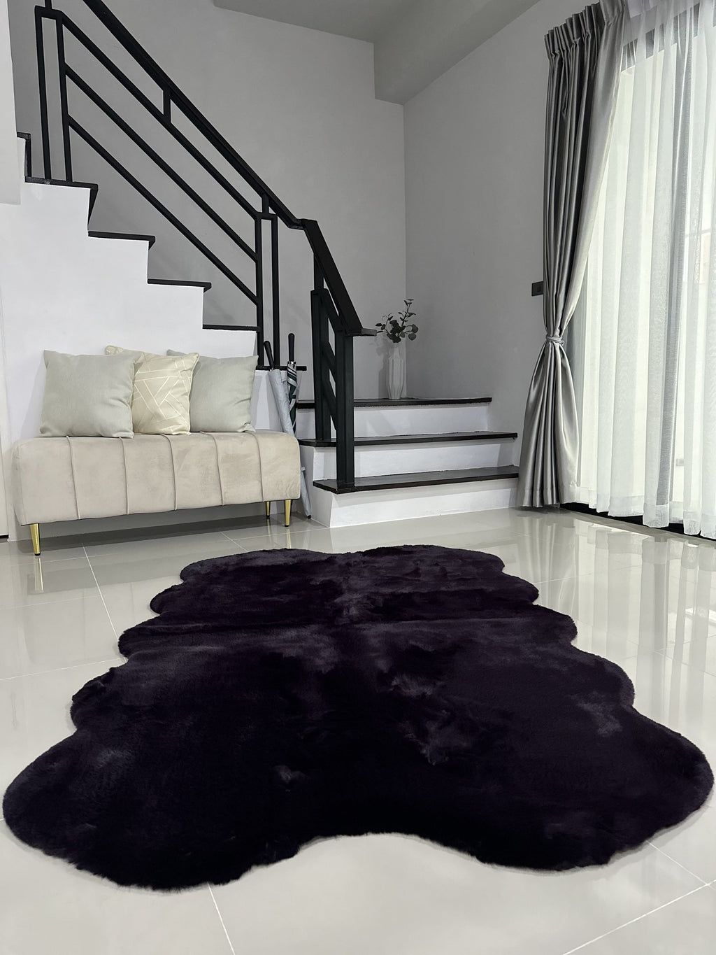 Rabbit Fur Area Rug | Extra Soft & Fluffy | Quad Pelt Design
