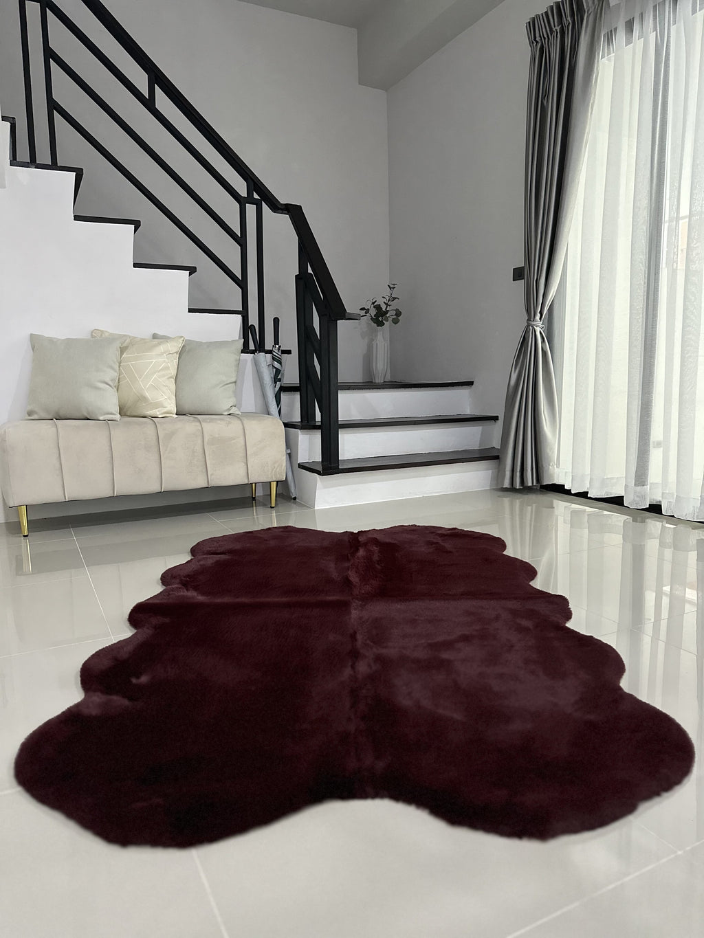 Rabbit Fur Area Rug | Extra Soft & Fluffy | Quad Pelt Design