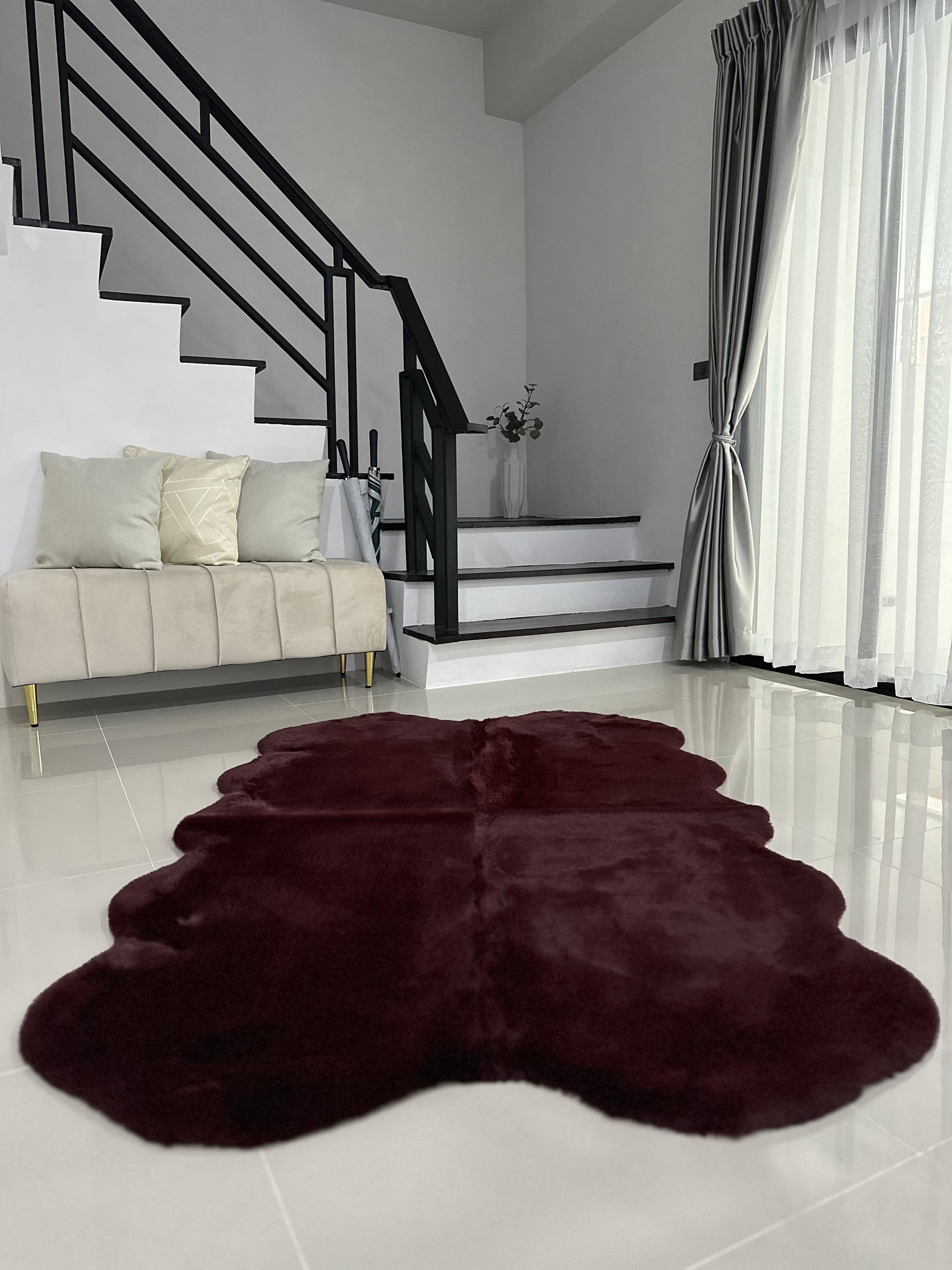 Extra Soft & Fluffy Thick 4 Quad Pelt Rabbit Fur Area Rug