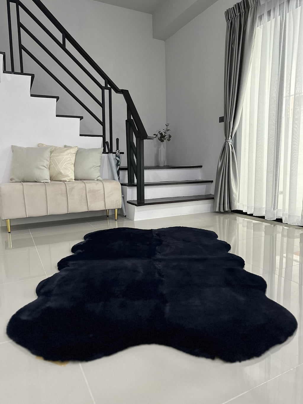 Rabbit Fur Area Rug | Extra Soft & Fluffy | Quad Pelt Design