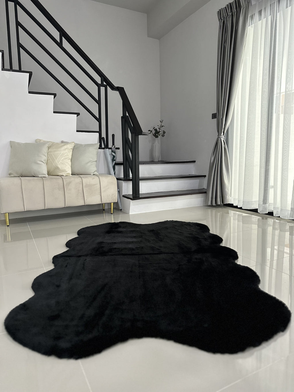 Rabbit Fur Area Rug | Extra Soft & Fluffy | Quad Pelt Design