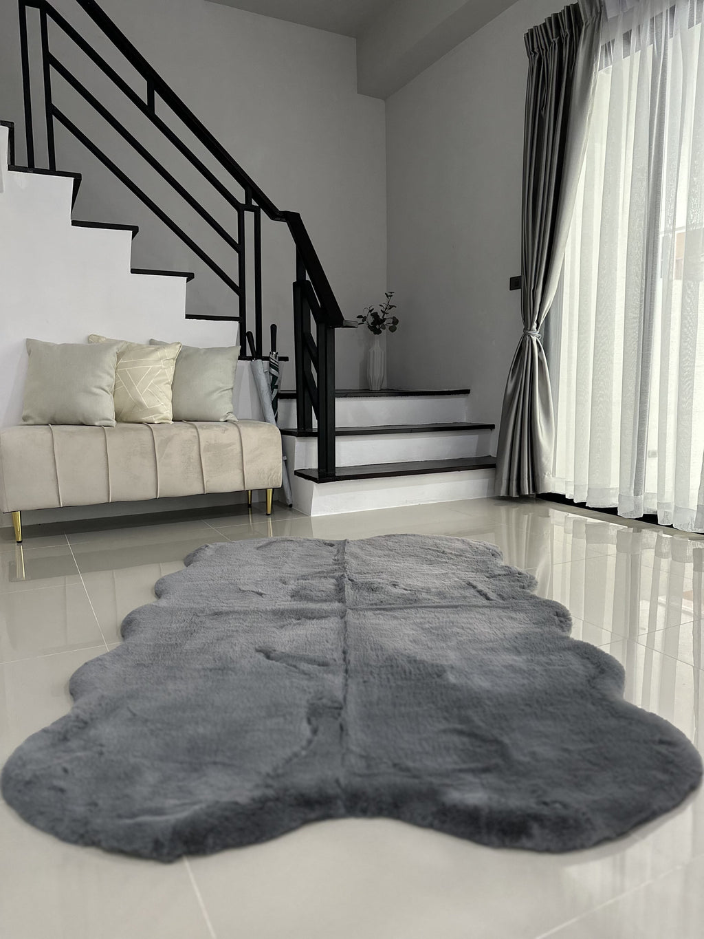 Rabbit Fur Area Rug | Extra Soft & Fluffy | Quad Pelt Design