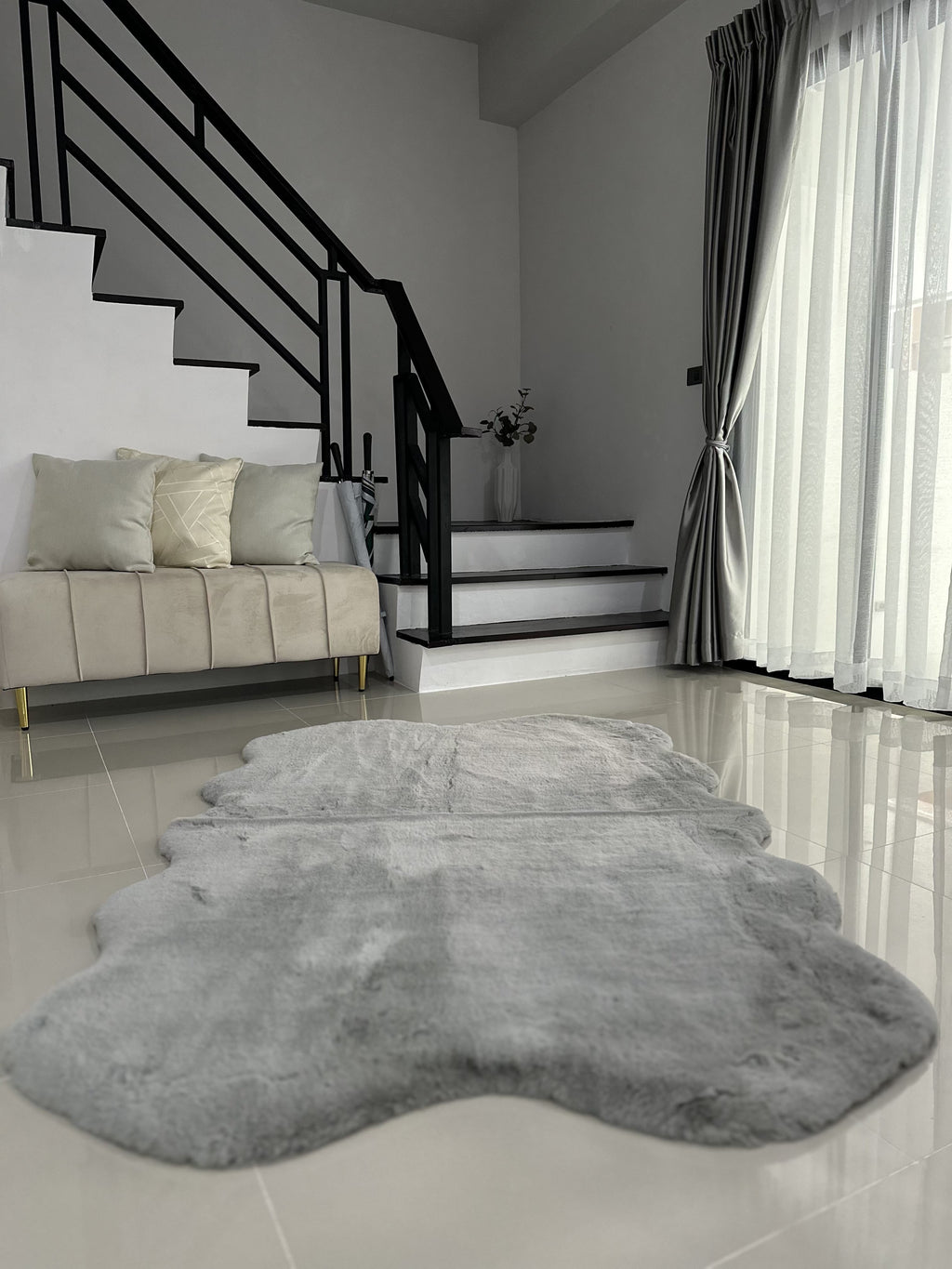 Rabbit Fur Area Rug | Extra Soft & Fluffy | Quad Pelt Design