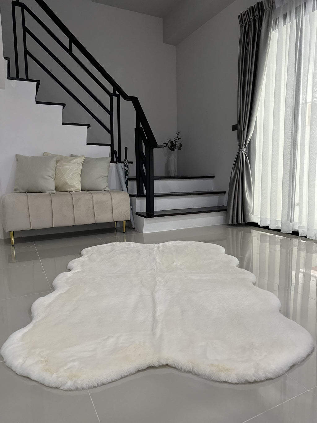 Rabbit Fur Area Rug | Extra Soft & Fluffy | Quad Pelt Design