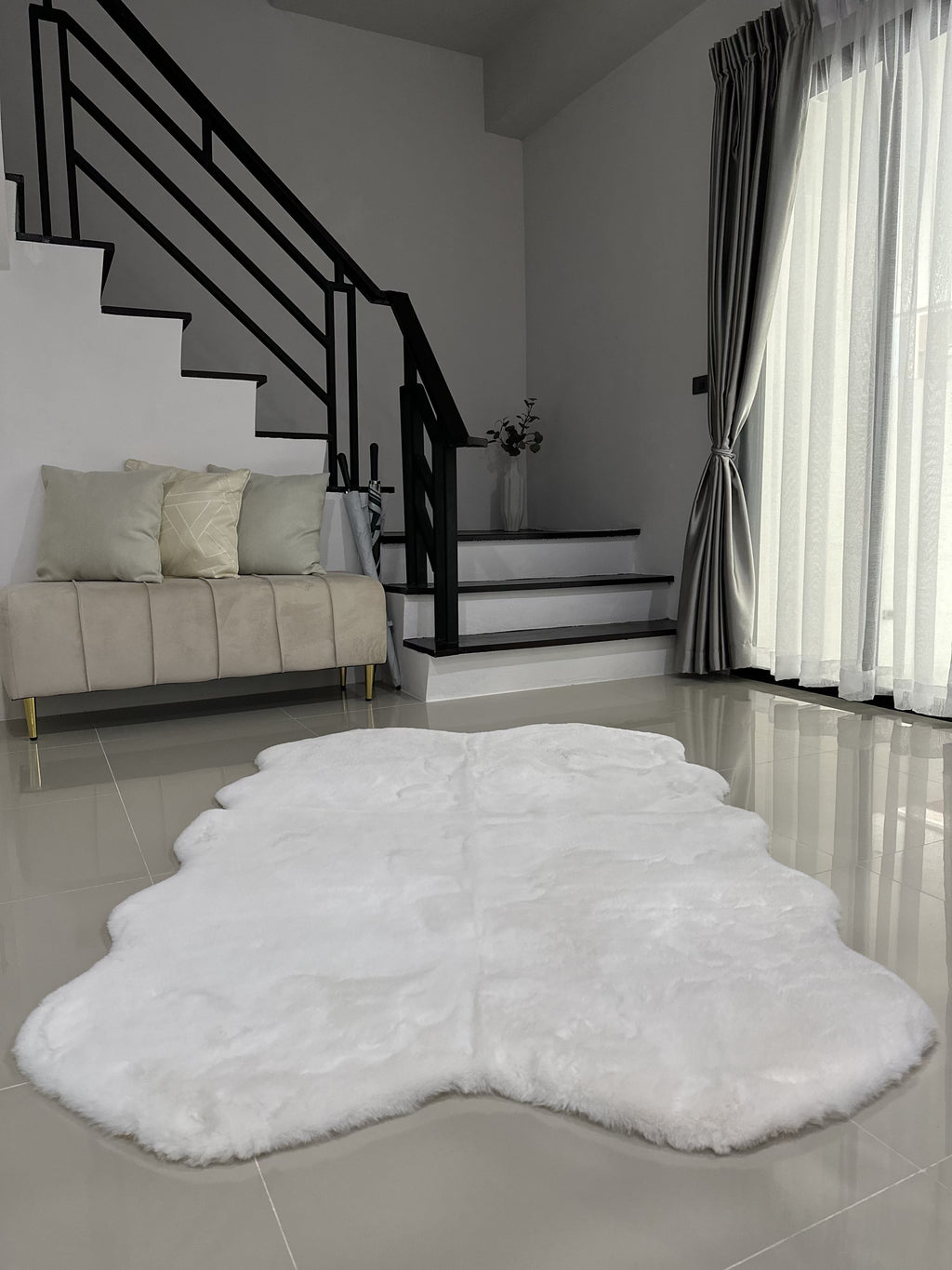 Rabbit Fur Area Rug | Extra Soft & Fluffy | Quad Pelt Design