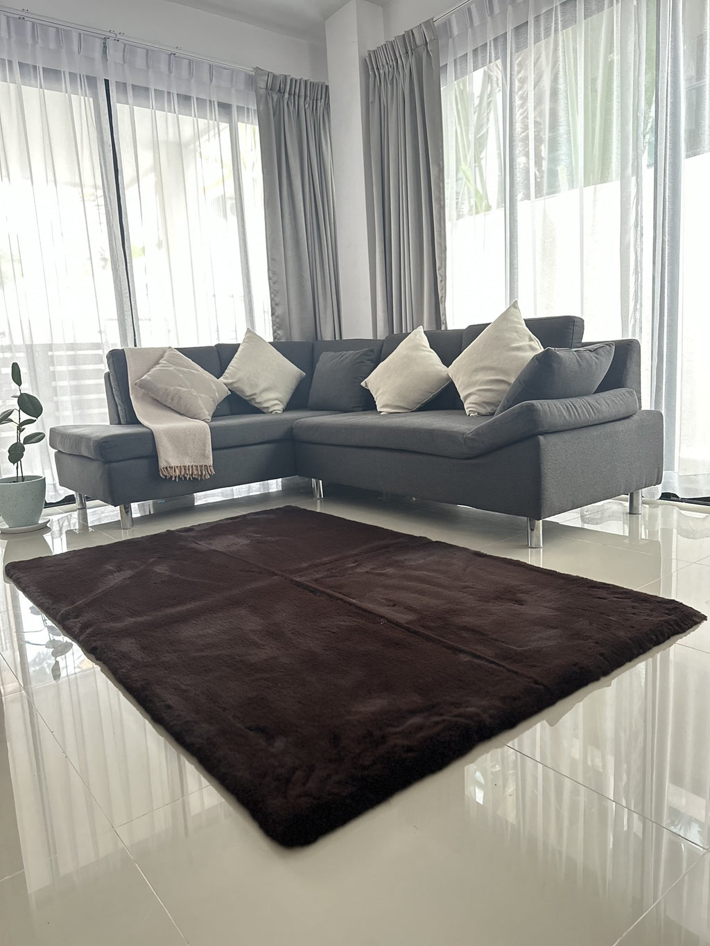 Rabbit Fur Area Rug | Extra Soft & Fluffy | Rectangular
