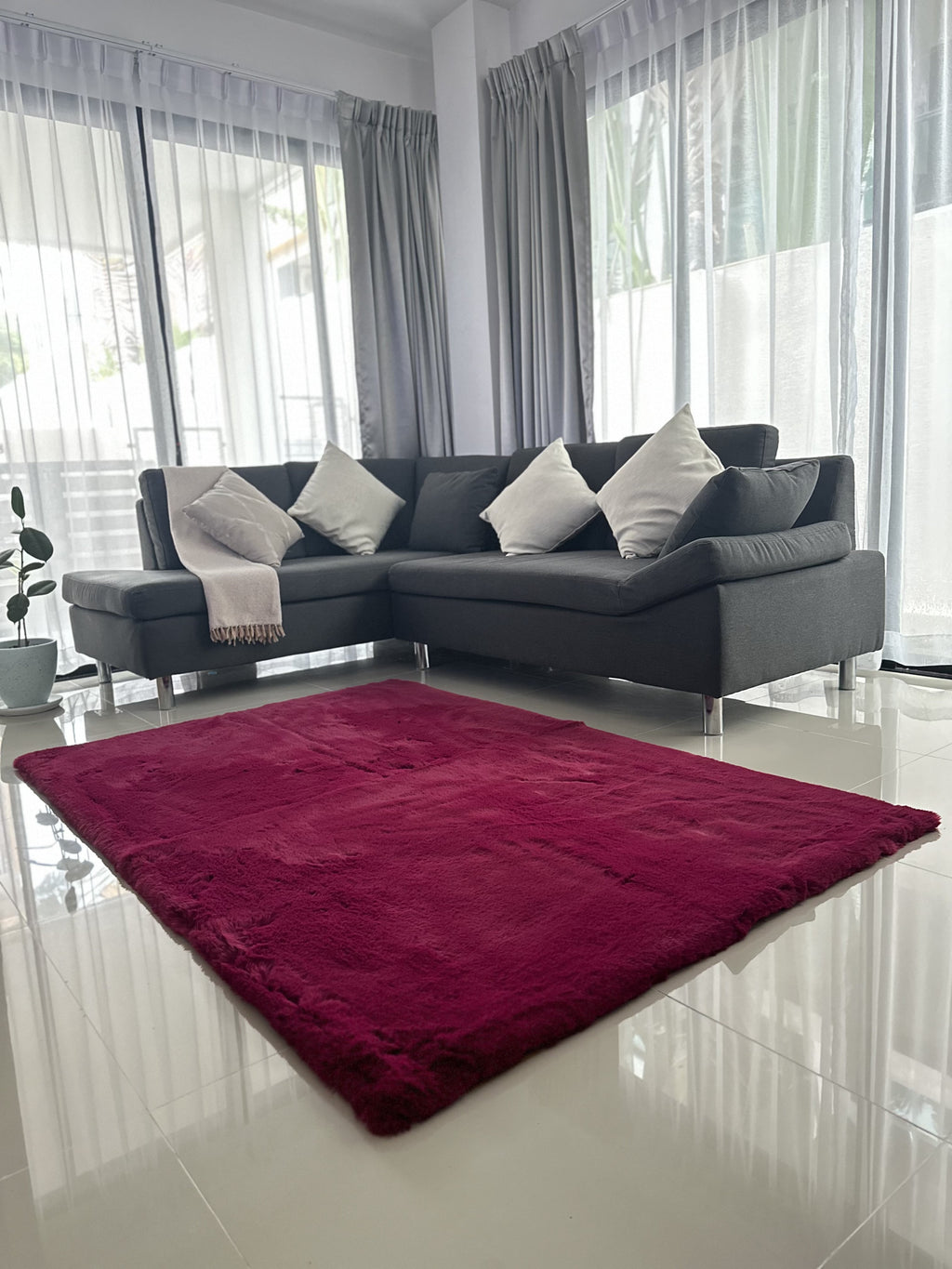 Rabbit Fur Area Rug | Extra Soft & Fluffy | Rectangular