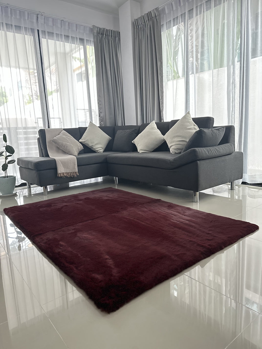 Rabbit Fur Area Rug | Extra Soft & Fluffy | Rectangular