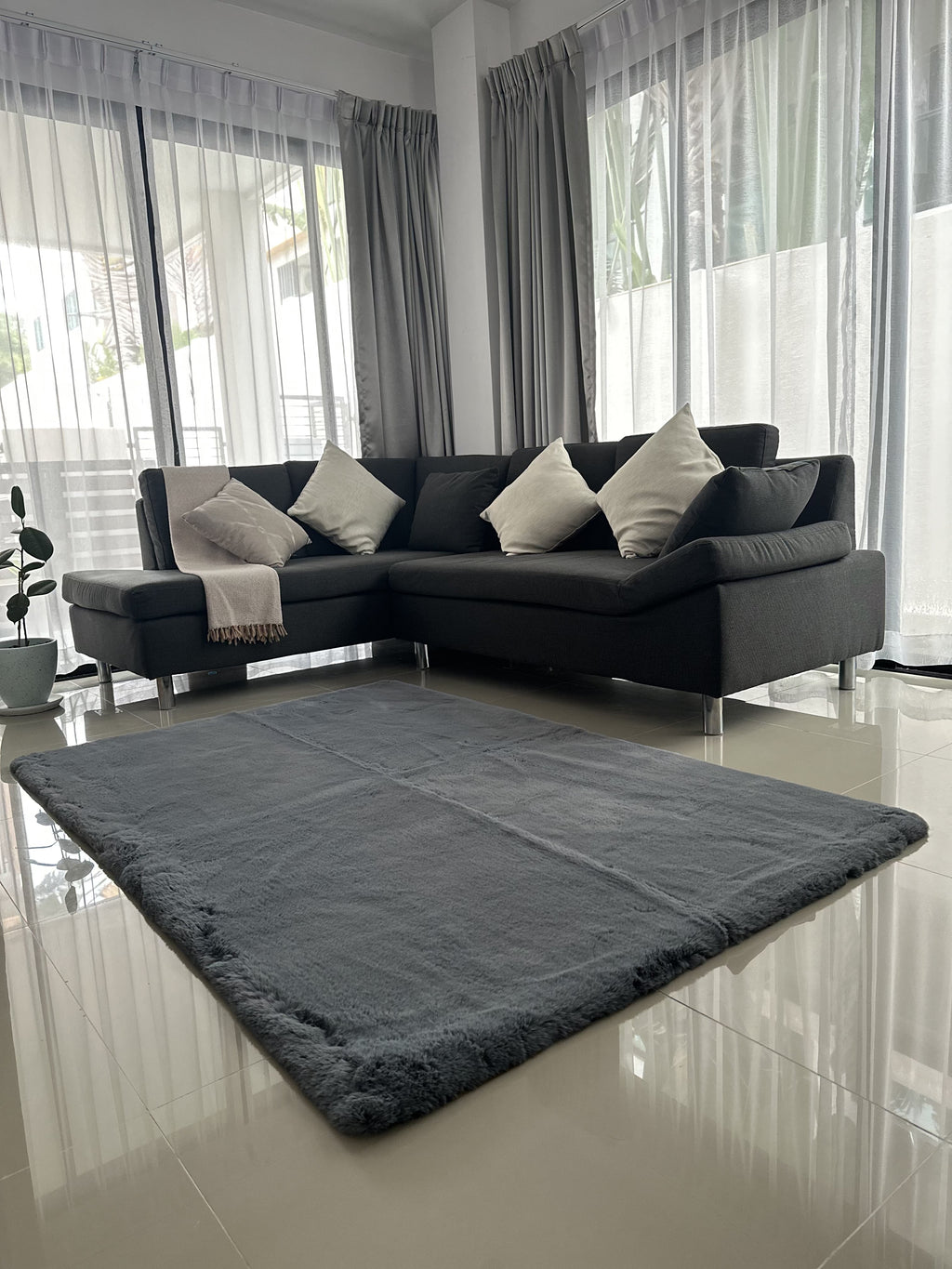 Rabbit Fur Area Rug | Extra Soft & Fluffy | Rectangular