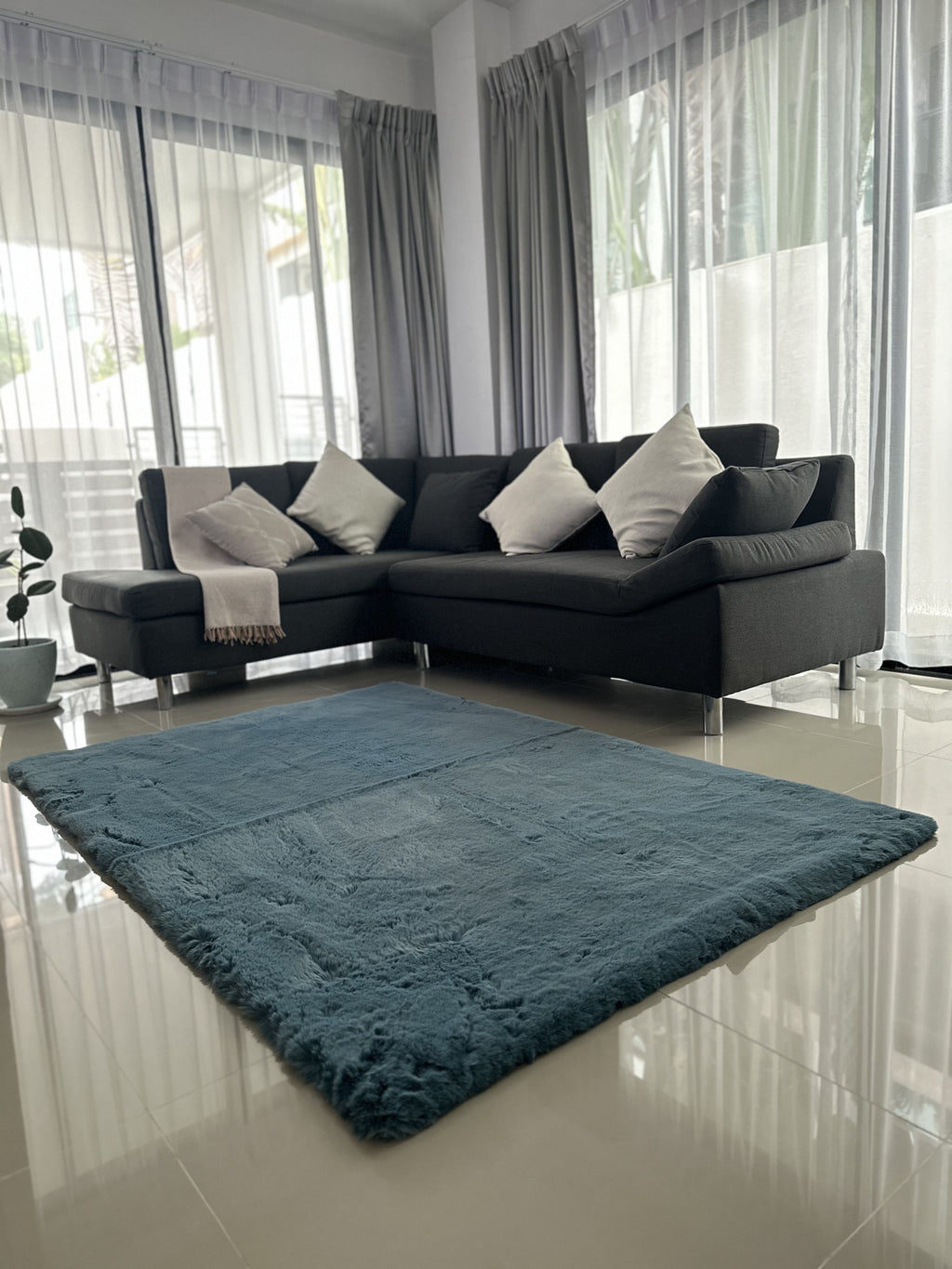 Rabbit Fur Area Rug | Extra Soft & Fluffy | Rectangular
