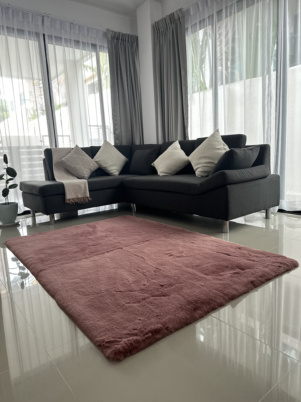 Rabbit Fur Area Rug | Extra Soft & Fluffy | Rectangular