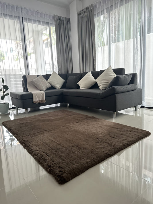 Rabbit Fur Area Rug | Extra Soft & Fluffy | Rectangular
