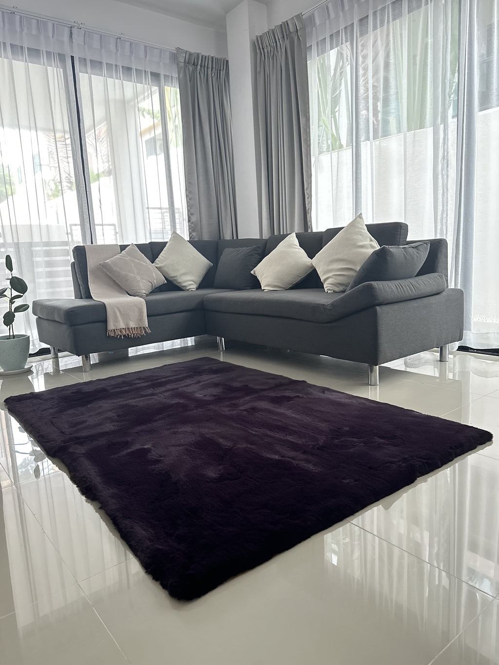Rabbit Fur Area Rug | Extra Soft & Fluffy | Rectangular
