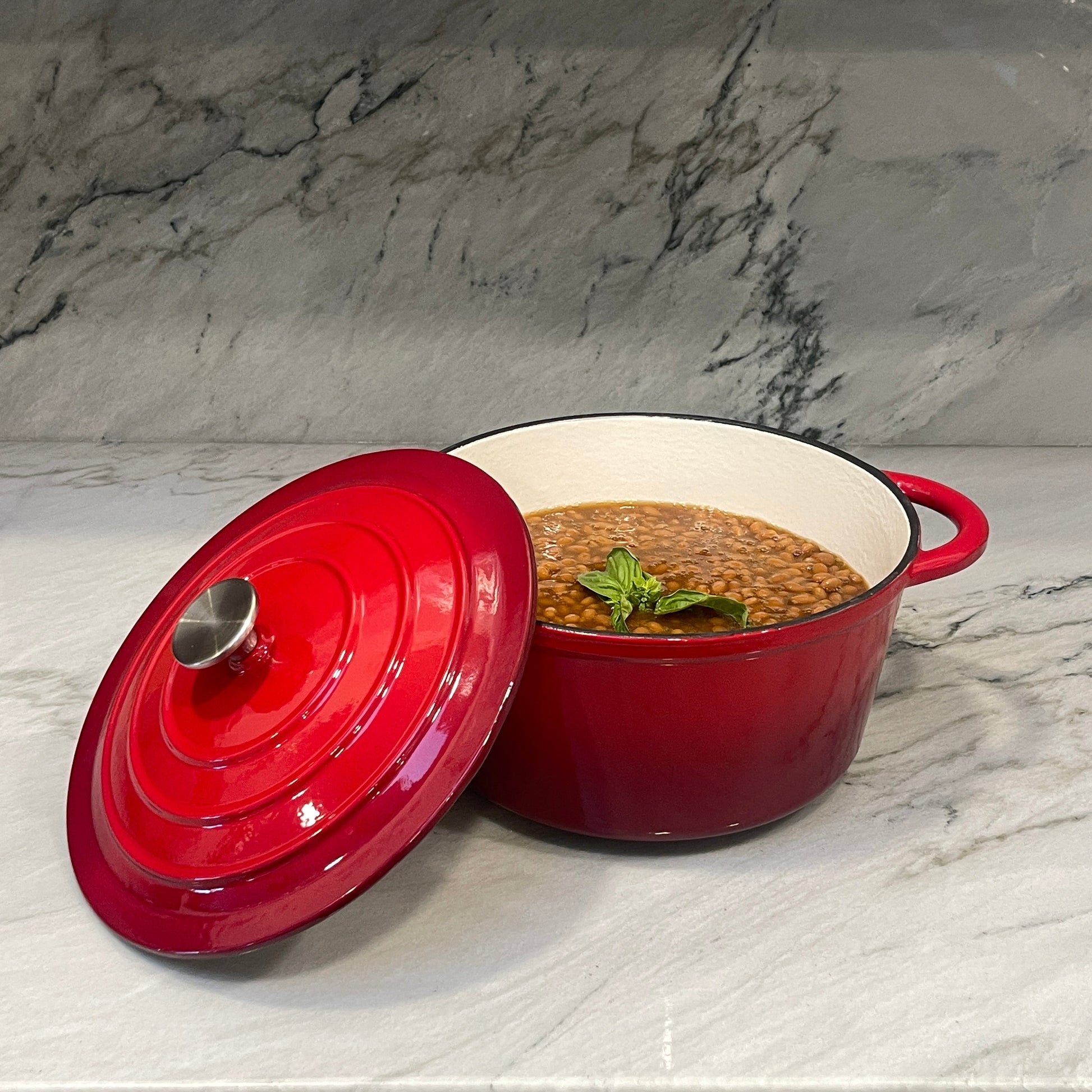 Enameled Cast Iron Dutch Oven - 5 Quart, Red