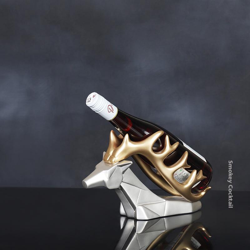 DEER HEAD BOTTLE STAND | Resin | Grey/Black