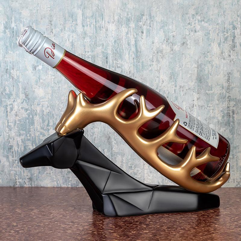 DEER HEAD BOTTLE STAND | Resin | Grey/Black