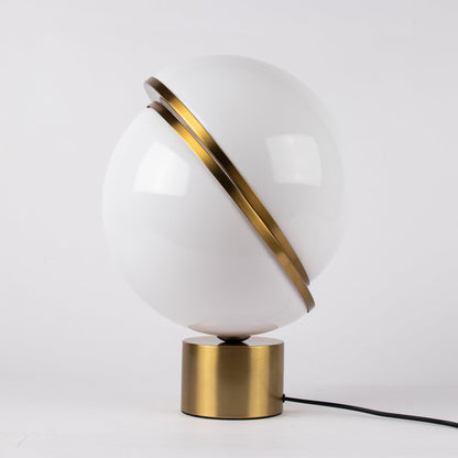 Crescent Table Lamp | Brushed Brass & White Acrylic | 30cm Diameter