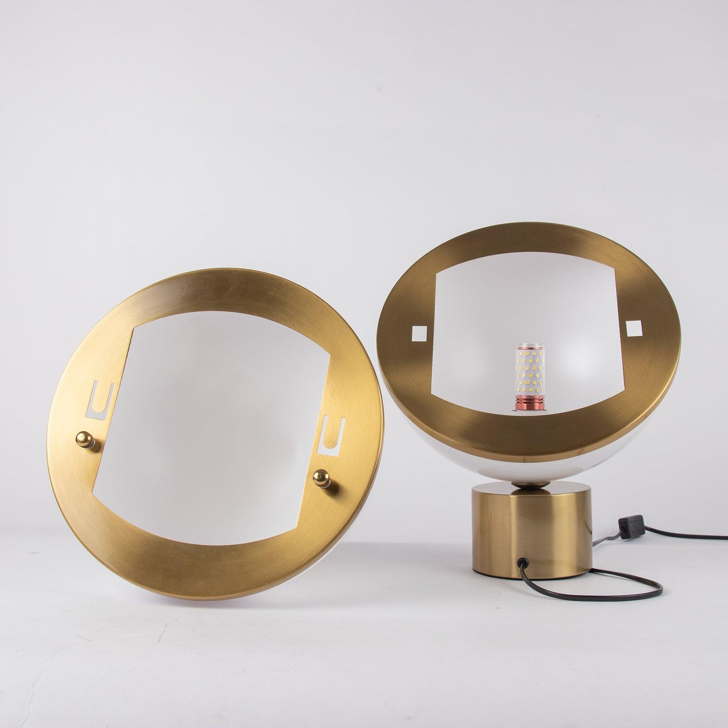 Crescent Table Lamp | Brushed Brass & White Acrylic | 30cm Diameter