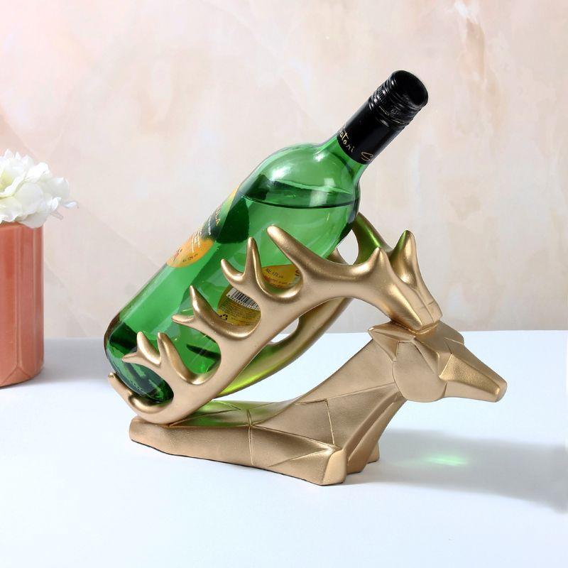 DEER HEAD BOTTLE STAND | Resin | Grey/Black