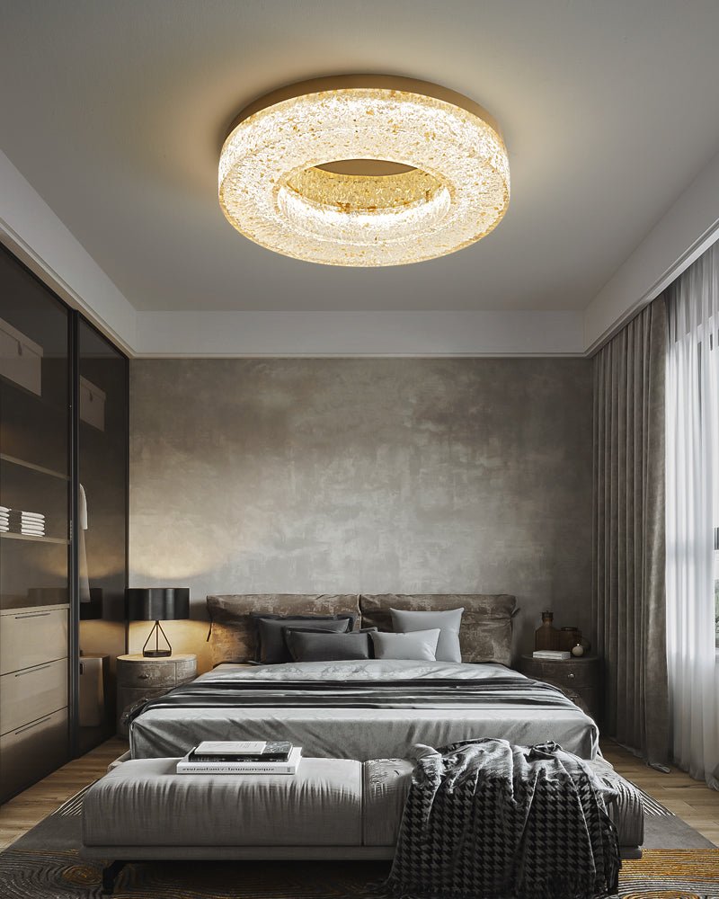 Ice Crack Ceiling Lamp | Brass & Resin | Circle