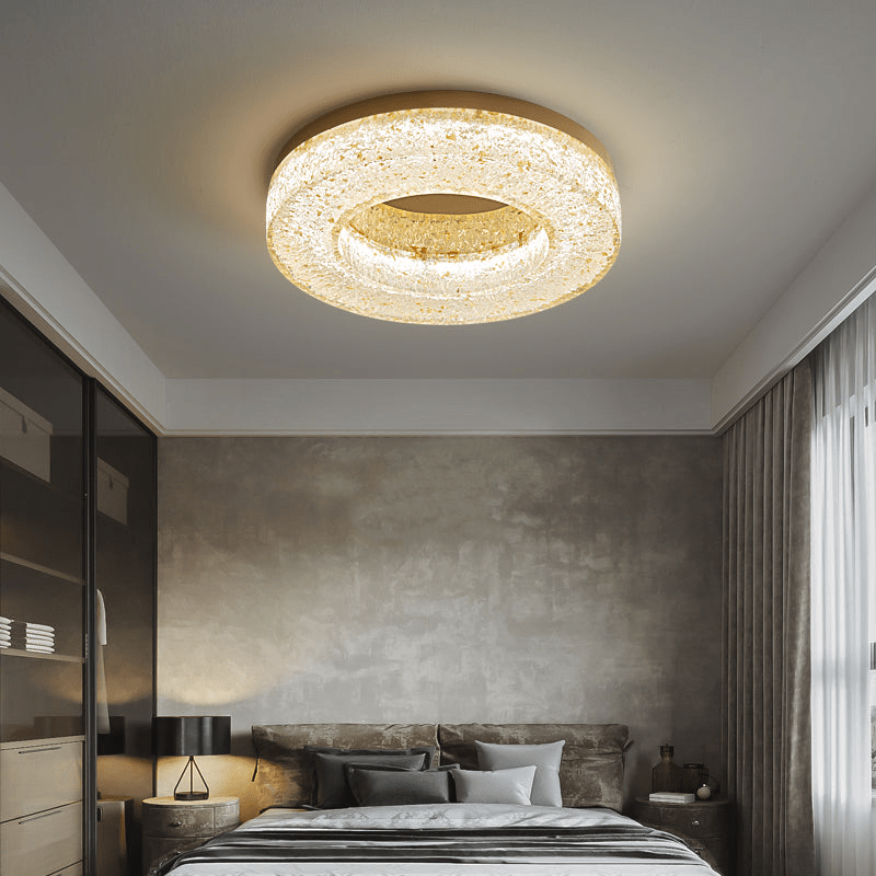 Ice Crack Ceiling Lamp | Brass & Resin | Circle