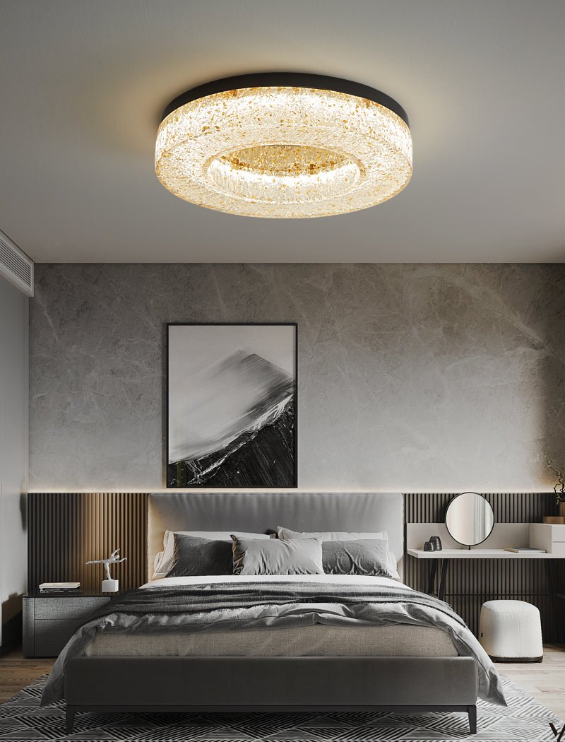 Ice Crack Ceiling Lamp | Brass & Resin | Circle