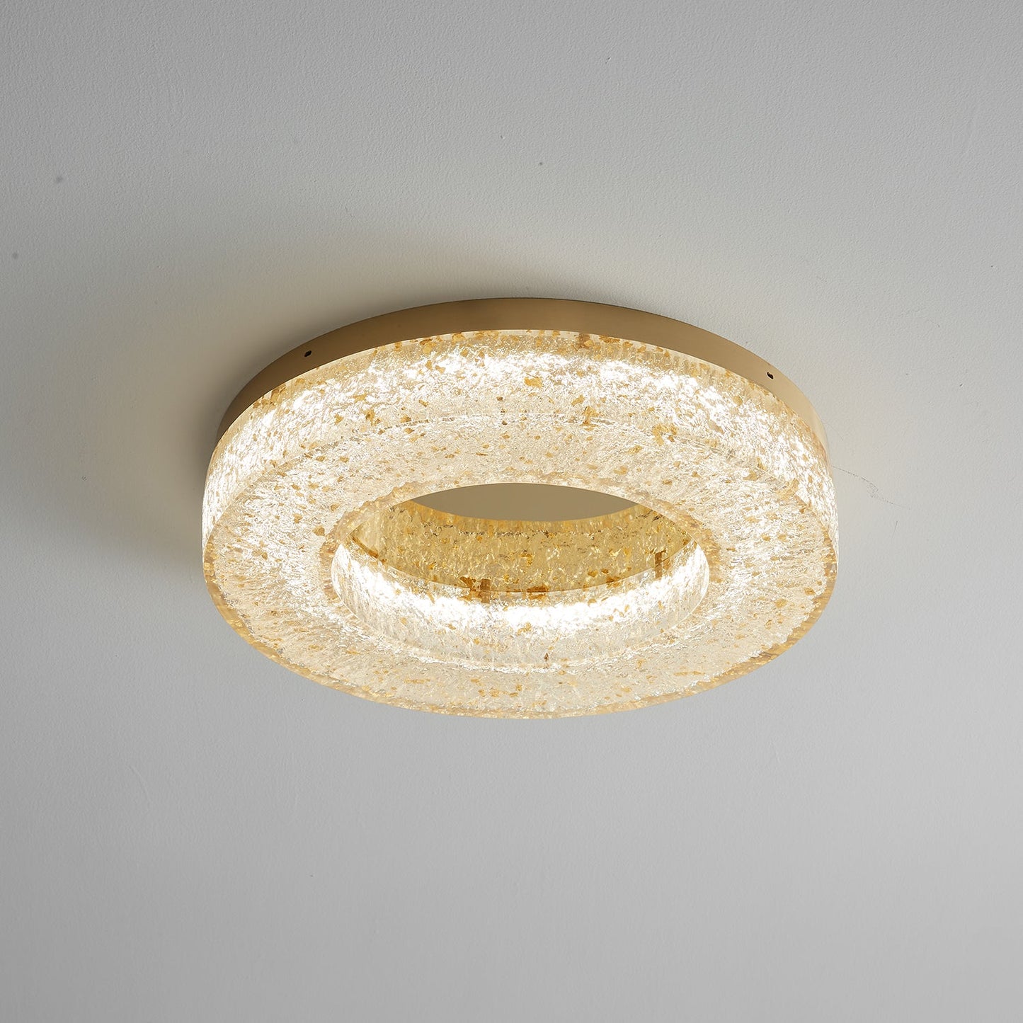 Ice Crack Ceiling Lamp | Brass & Resin | Circle