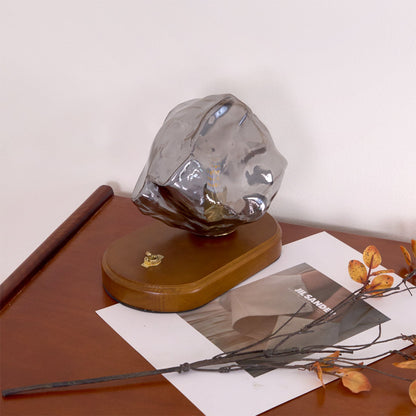 Ice Stone Table Lamp | Mouth-Blown Glass | Smoke Gray & Amber