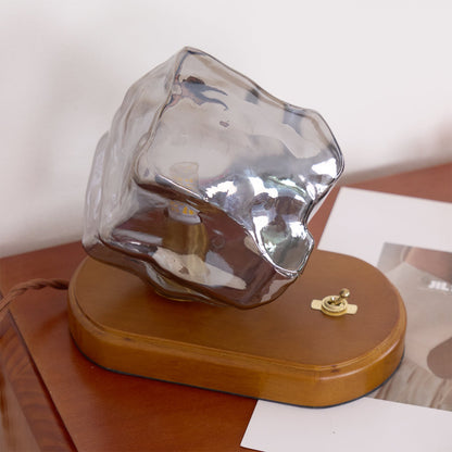 Ice Stone Table Lamp | Mouth-Blown Glass | Smoke Gray & Amber