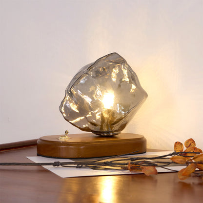 Ice Stone Table Lamp | Mouth-Blown Glass | Smoke Gray & Amber