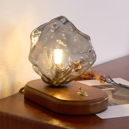 Ice Stone Table Lamp | Mouth-Blown Glass | Smoke Gray & Amber