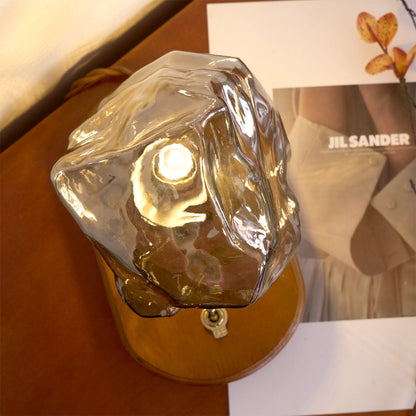Ice Stone Table Lamp | Mouth-Blown Glass | Smoke Gray & Amber