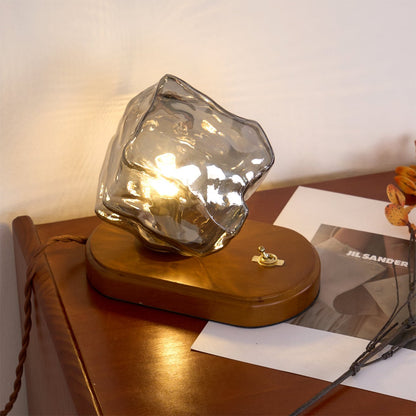 Ice Stone Table Lamp | Mouth-Blown Glass | Smoke Gray & Amber
