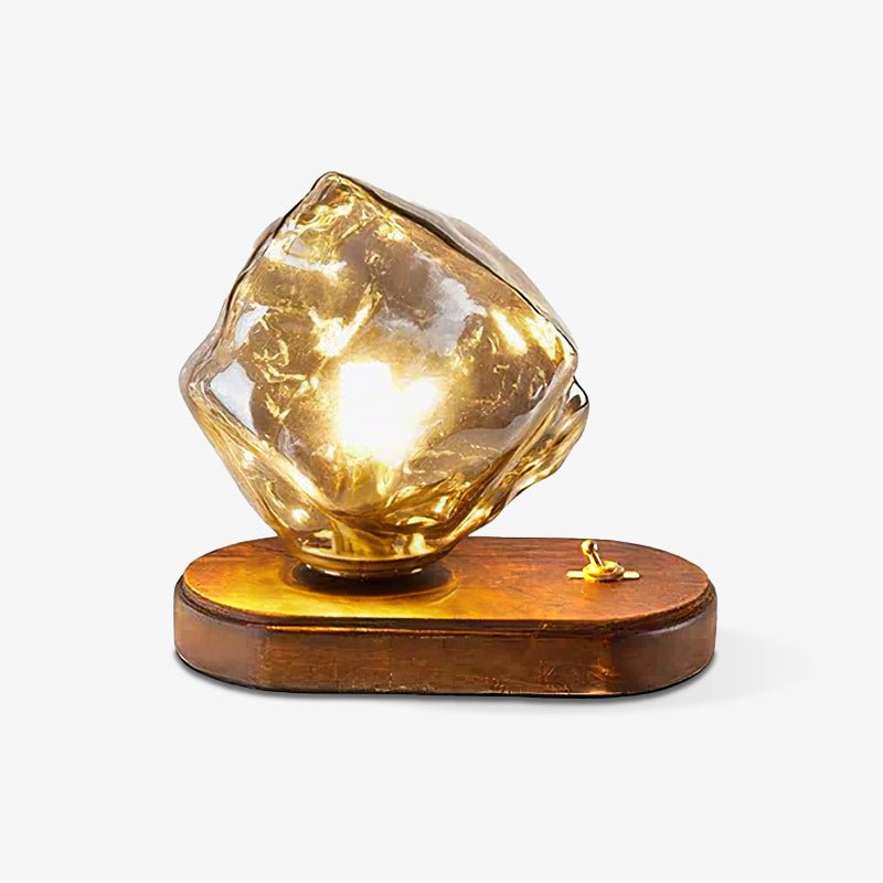 Ice Stone Table Lamp | Mouth-Blown Glass | Smoke Gray & Amber