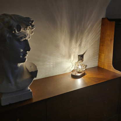 Ice Stone Table Lamp | Mouth-Blown Glass | Smoke Gray & Amber
