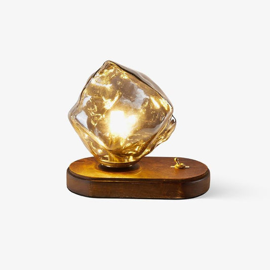 Ice Stone Table Lamp | Mouth-Blown Glass | Smoke Gray & Amber