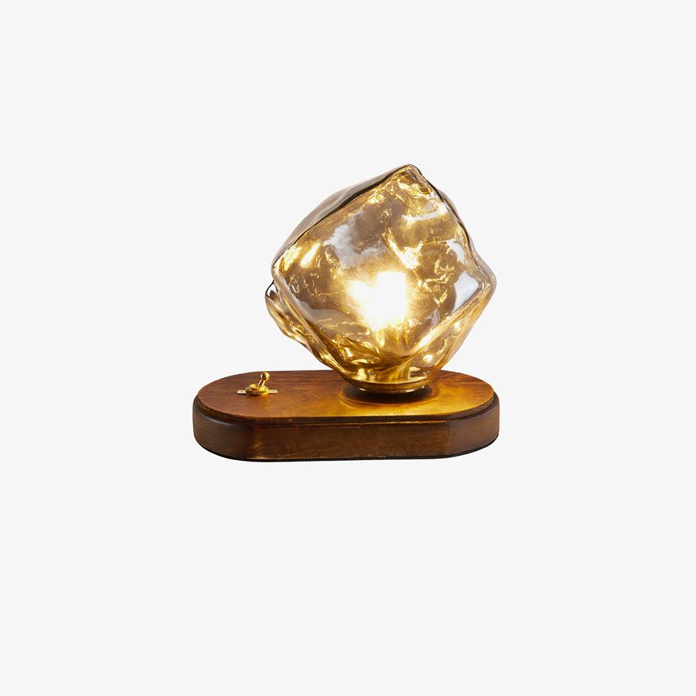 Ice Stone Table Lamp | Mouth-Blown Glass | Smoke Gray & Amber